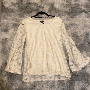 Alfani Sheer White Bell Sleeve Top